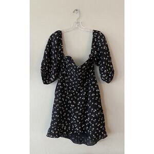 Winston White Size Medium Floral Print Linen Livia Short Dress Cottagecore Boho